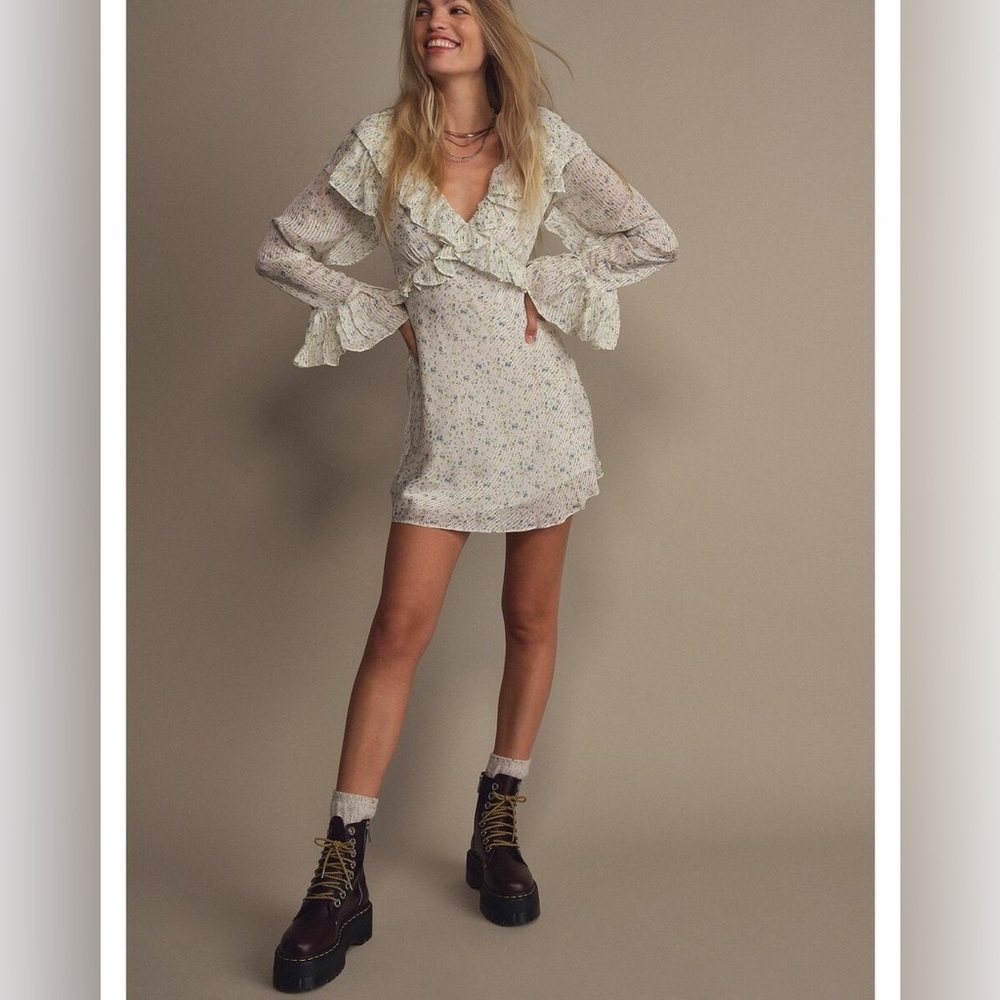 FREE PEOPLE SWEETEST THING MINI DRESS IN IVORY COMBO